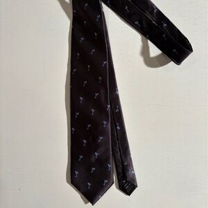 Beau Brummell Elegant Black Tie with Subtle Blue Martini Icons